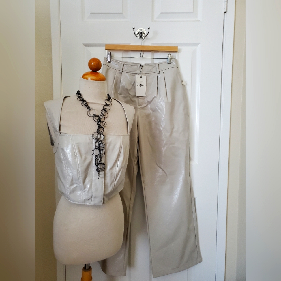New 7 For All Mankind Pleather Pant Set Women's Size Medium